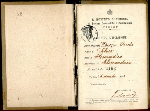 Libretto iscrizione - libretto, d'iscrizione