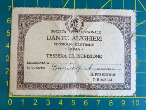 1931 tessera iscrizione - -, di